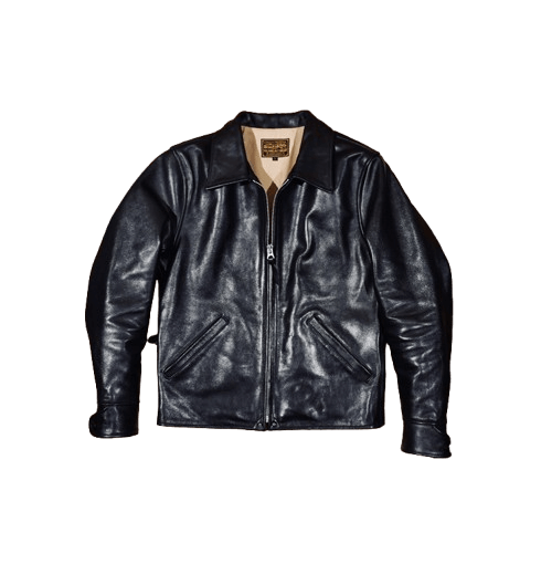 Men's Sports Rider Leather Jacket - Black Waist Buckle