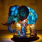 Stained Glass Animal Table Lamp - Decorative Ambient Light - Elephant / 17 cm | 6.7 in