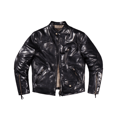 Men's 1900s Motorcycle Leather Jacket - Black Horsehide