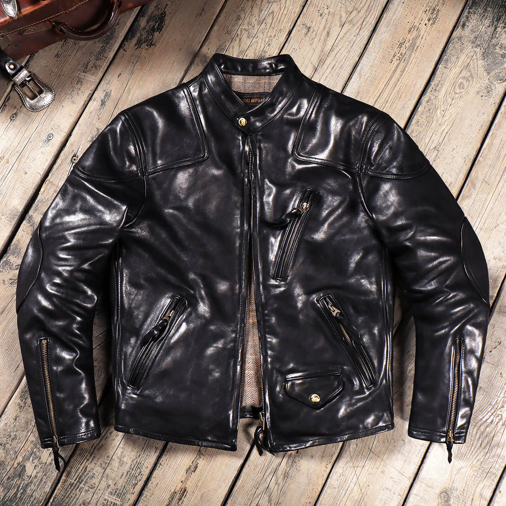 Men's Leather Jacket - Black Horsehide