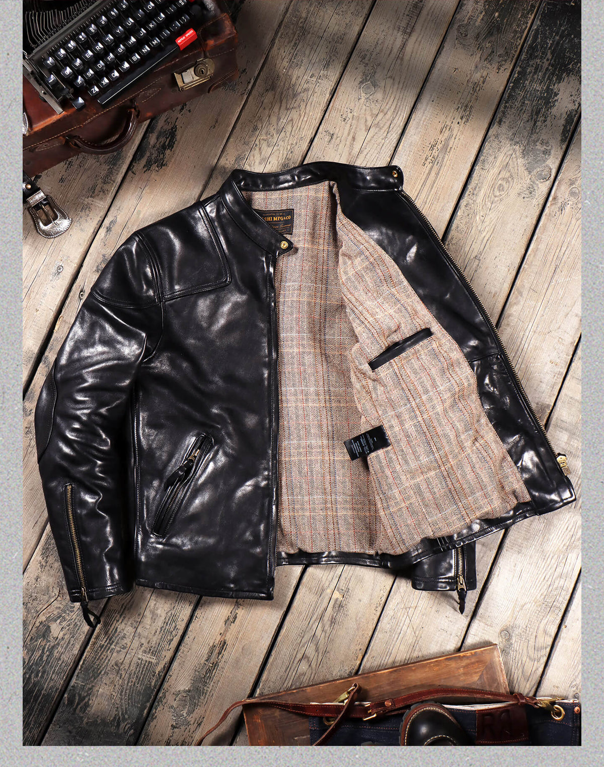 Men's Leather Jacket - Black Horsehide