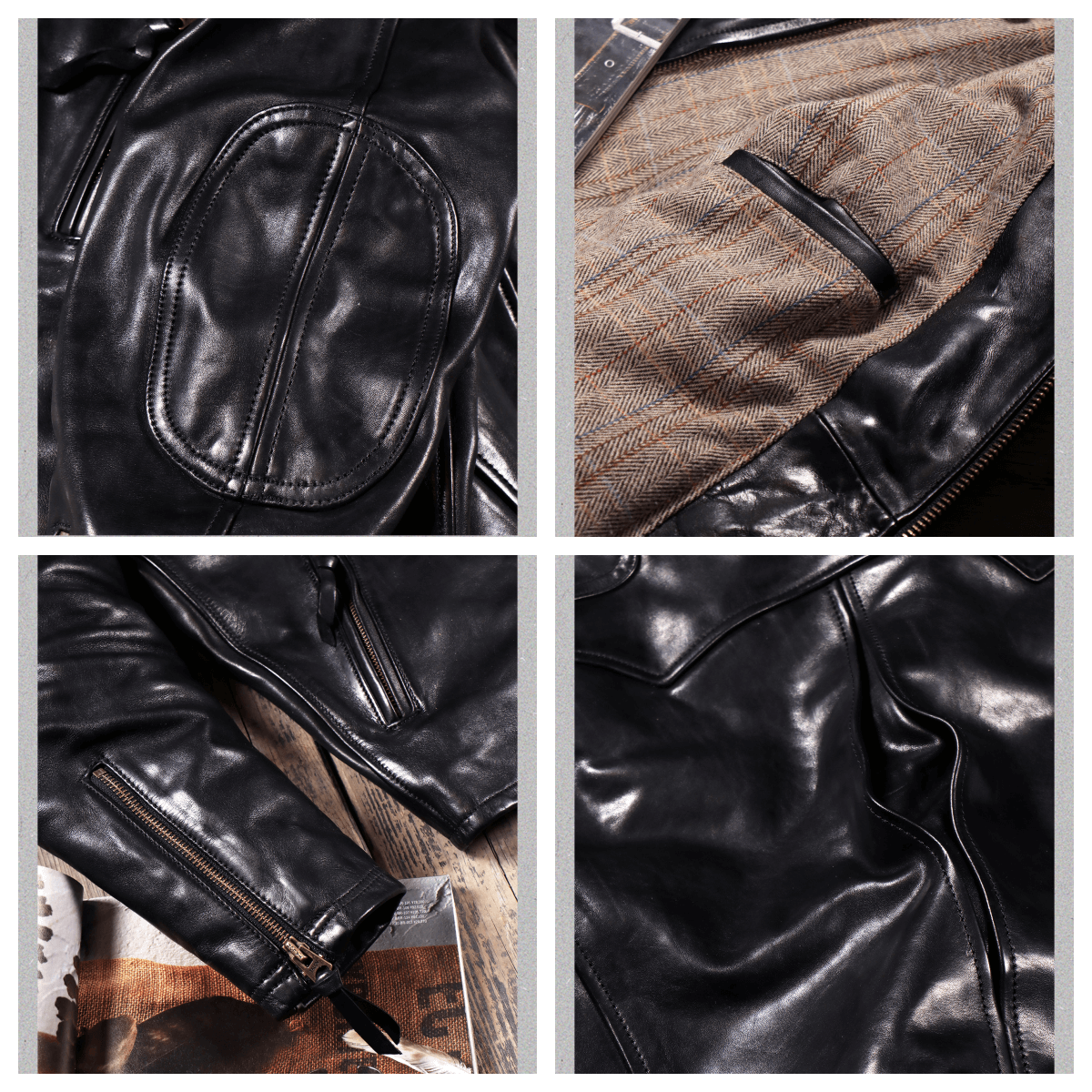 Men's Leather Jacket - Black Horsehide