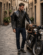 Men's Leather Jacket - Black Horsehide