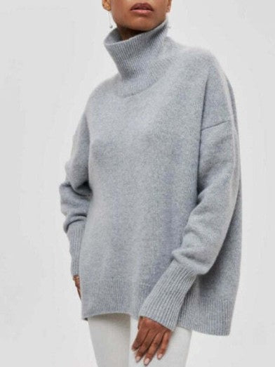 Women's Black Turtleneck Sweater Elegant Warm Comfortable - Black