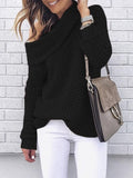 Women's Oversized Sweater Chic Off-Shoulder Knit Autumn Wool - Black