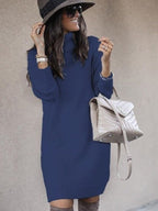 Women's Oversized Black Turtleneck Sweater Chic Acrylic - Blue