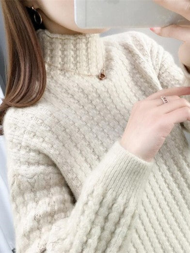 Women's Black Turtleneck Sweater Stylish Lightweight Soft Blend - Beige