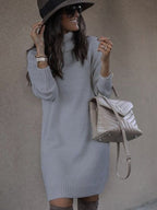 Women's Oversized Black Turtleneck Sweater Chic Acrylic - Blue