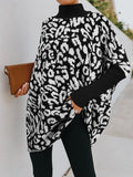 Women's Leopard Print High Neck Sweater – Loose and Trendy Knitwear - Black