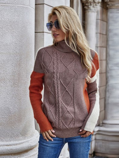 Women's Oversized Turtleneck Knitted Tunic - Black