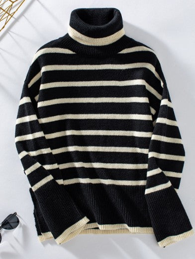 Women's Oversized Black Turtleneck Sweater – Cozy Knit - Apricot