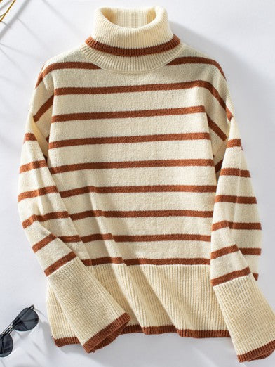 Women's Oversized Black Turtleneck Sweater – Cozy Knit - Apricot
