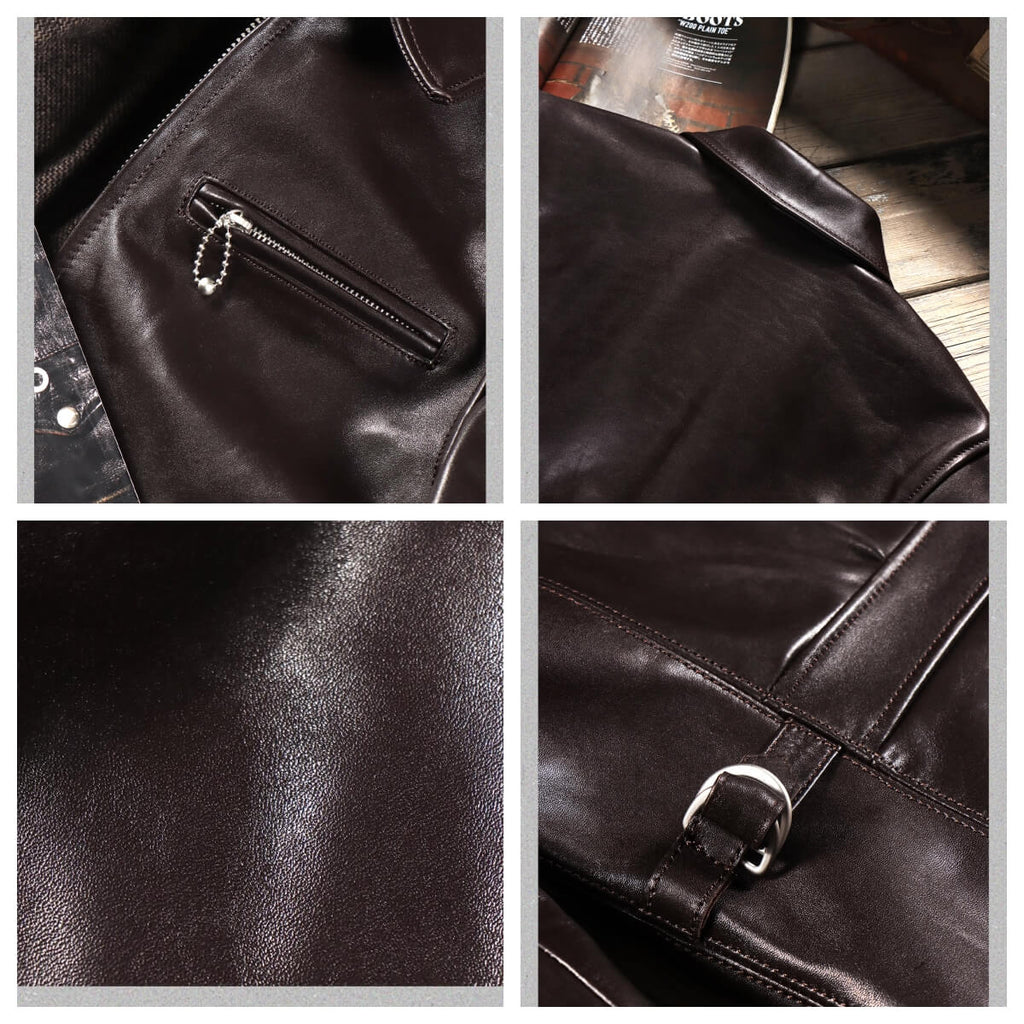 Men's Leather Jacket - Coffee