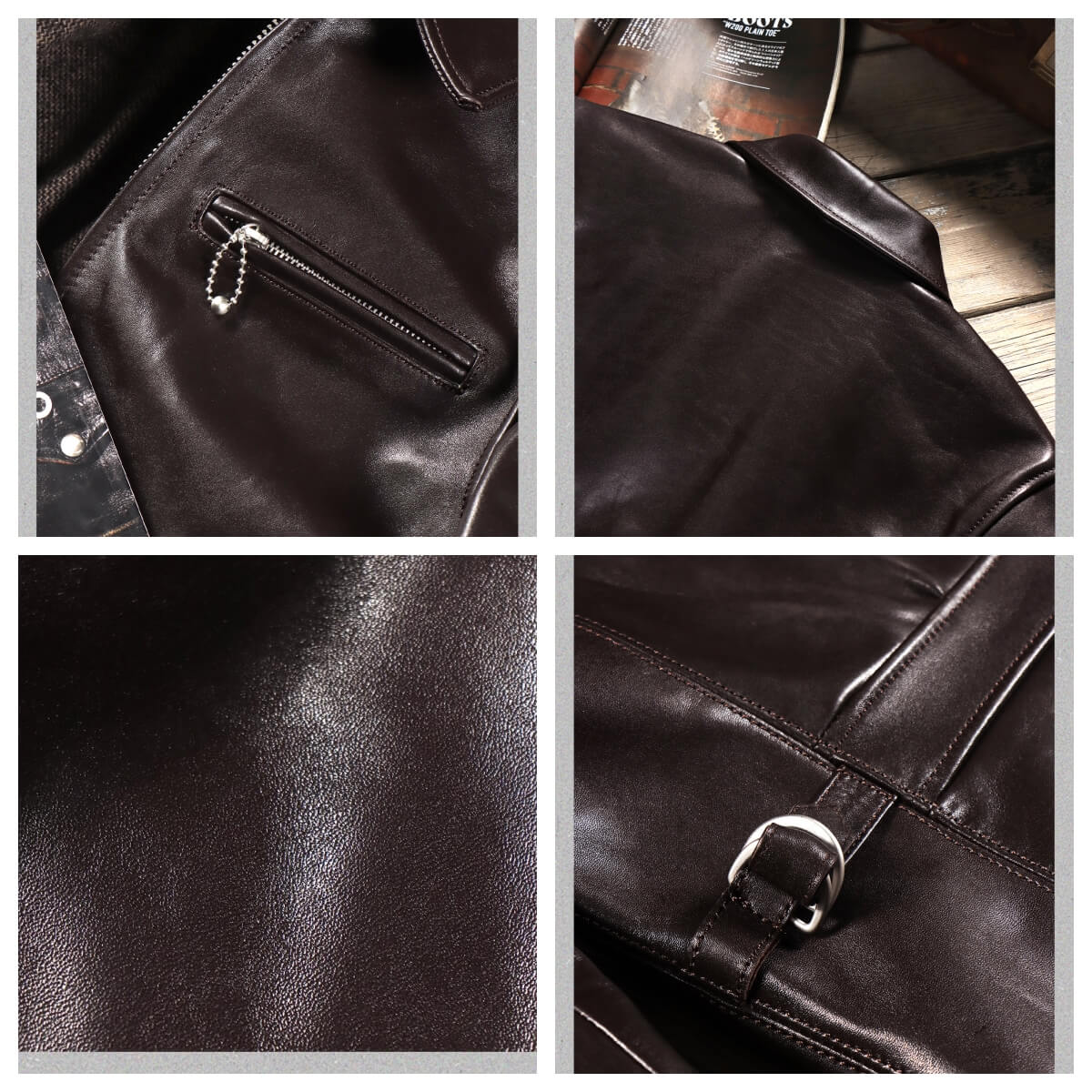 Men's Leather Jacket - Coffee