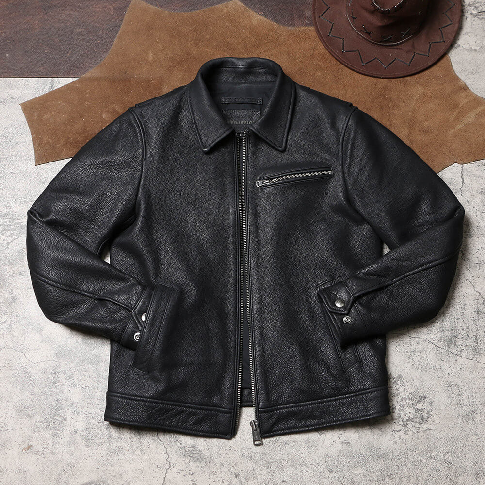Men's Leather Jacket - Black