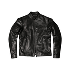 Men's 1930s Biker Jacket, Tumbled Cowhide - Black