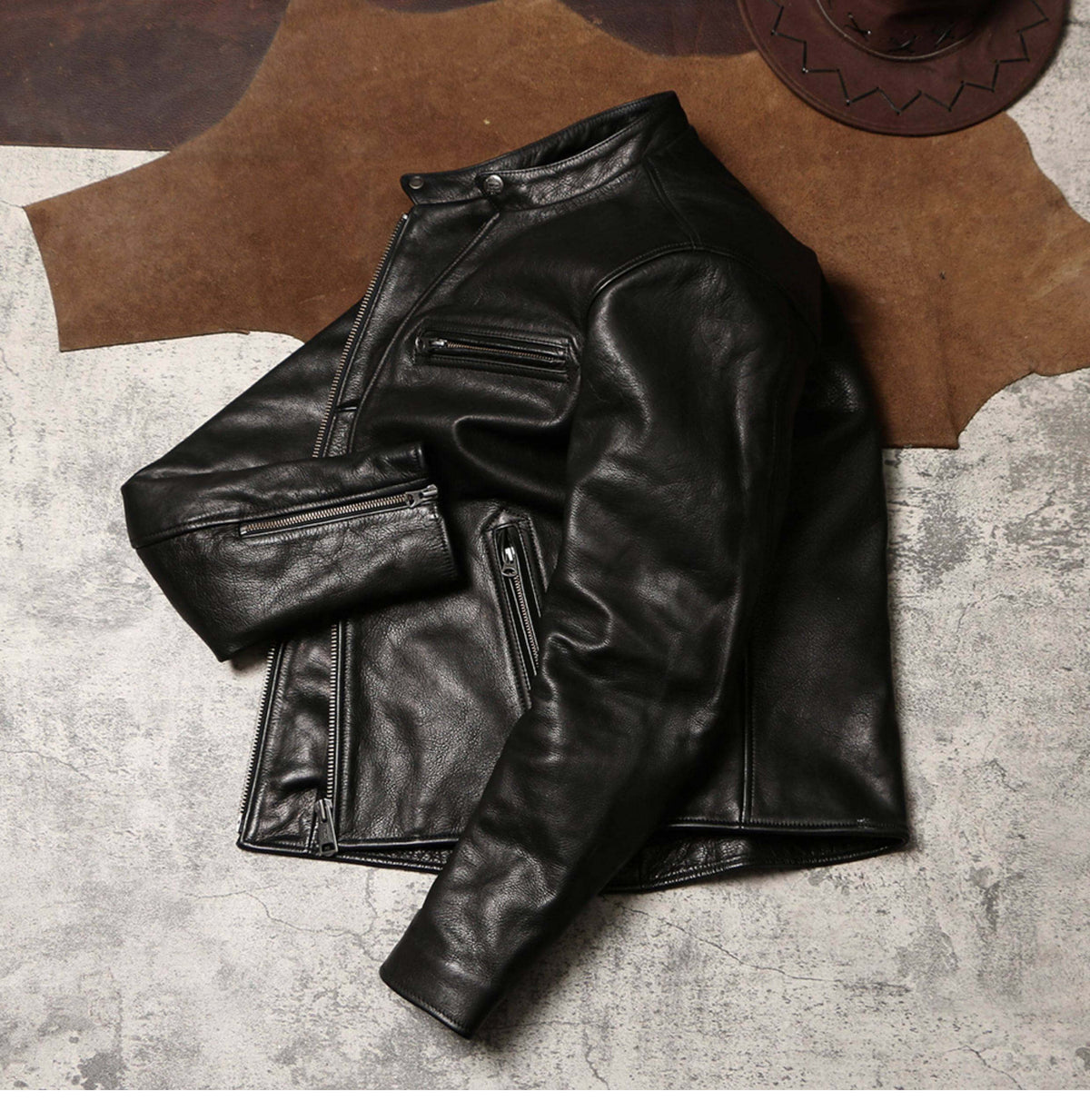Men's Leather Jacket - Black
