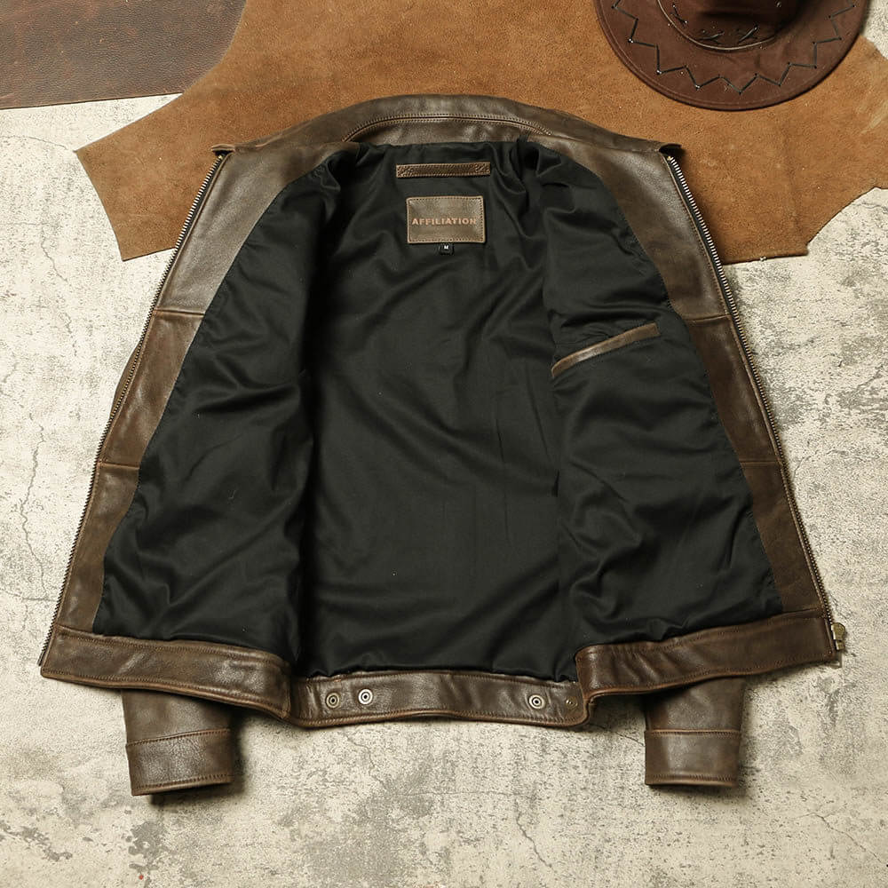 Men's Leather Jacket - Brown