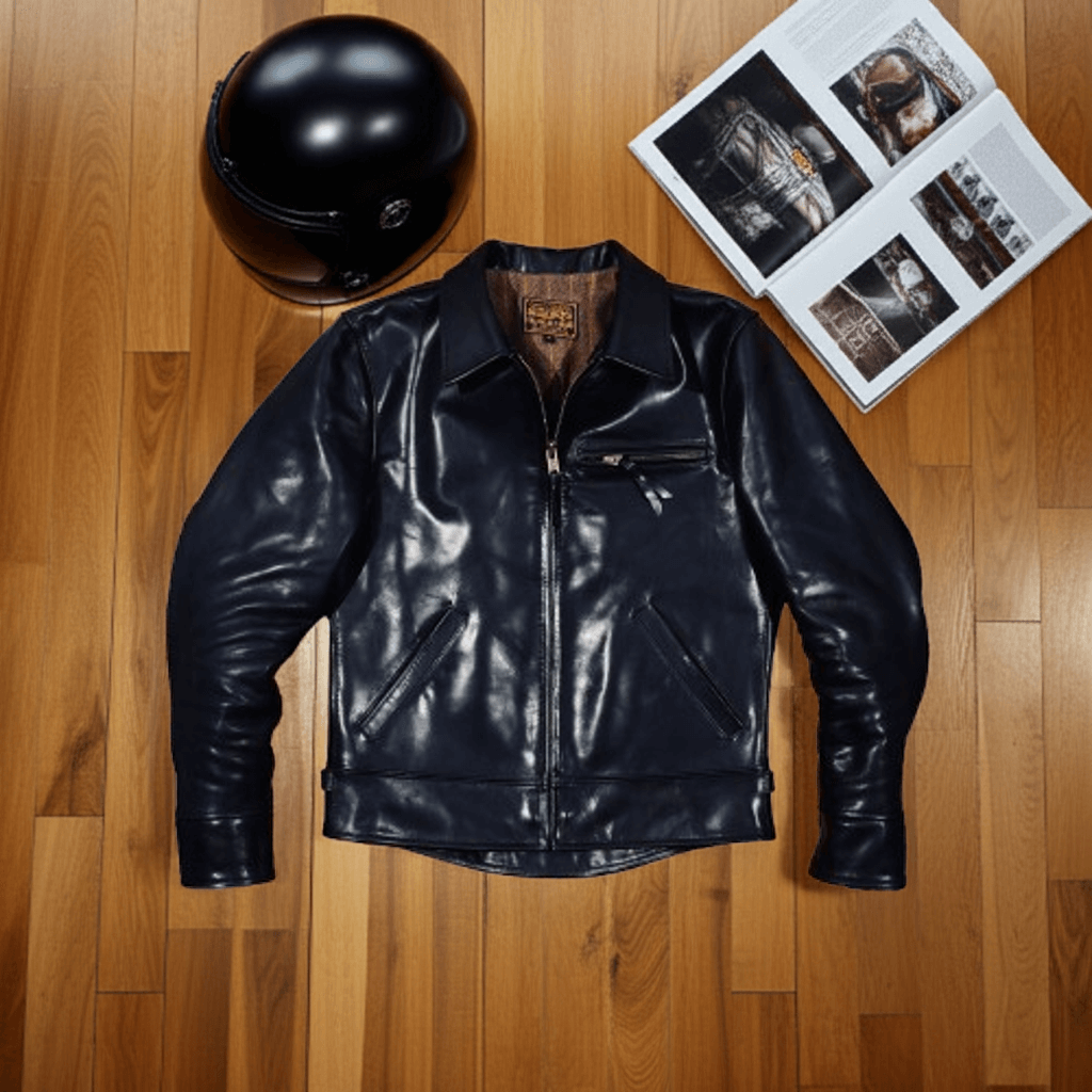 Men's Leather Jacket - Black Cowhide