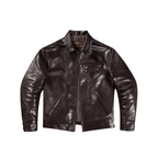 Men's 1930s Sports Leather Jacket Coffee - Coffee