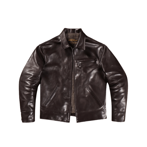Men's 1930s Sports Leather Jacket Coffee - Coffee