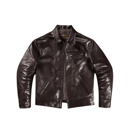 Men's 1930s Sports Leather Jacket Coffee - Coffee