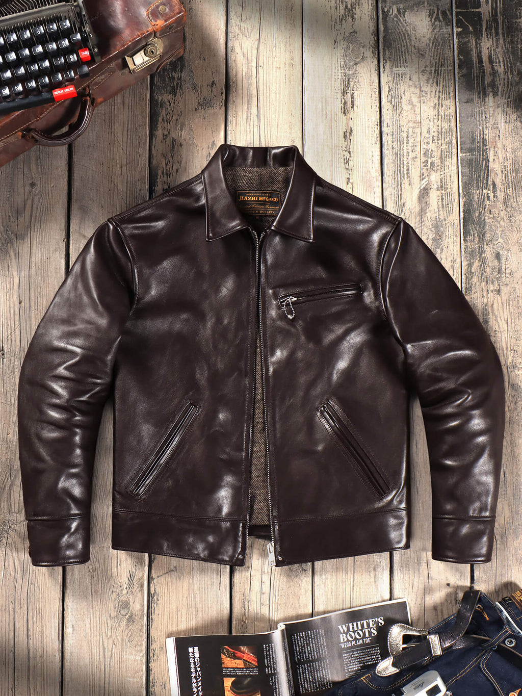 Men's Leather Jacket - Coffee