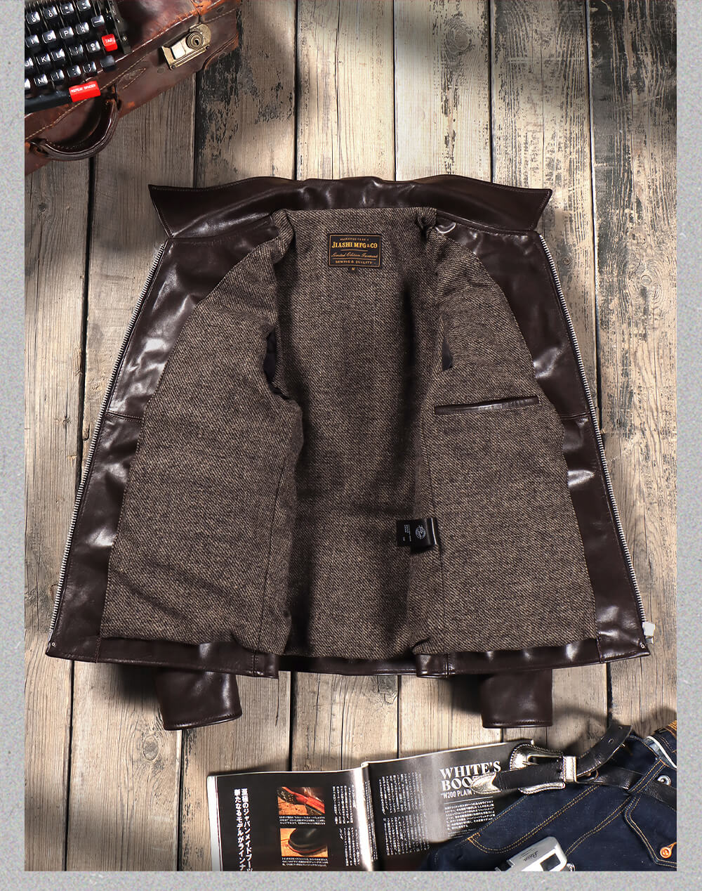 Men's Leather Jacket - Coffee