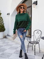 Women's Colorful Turtleneck Sweater - Green