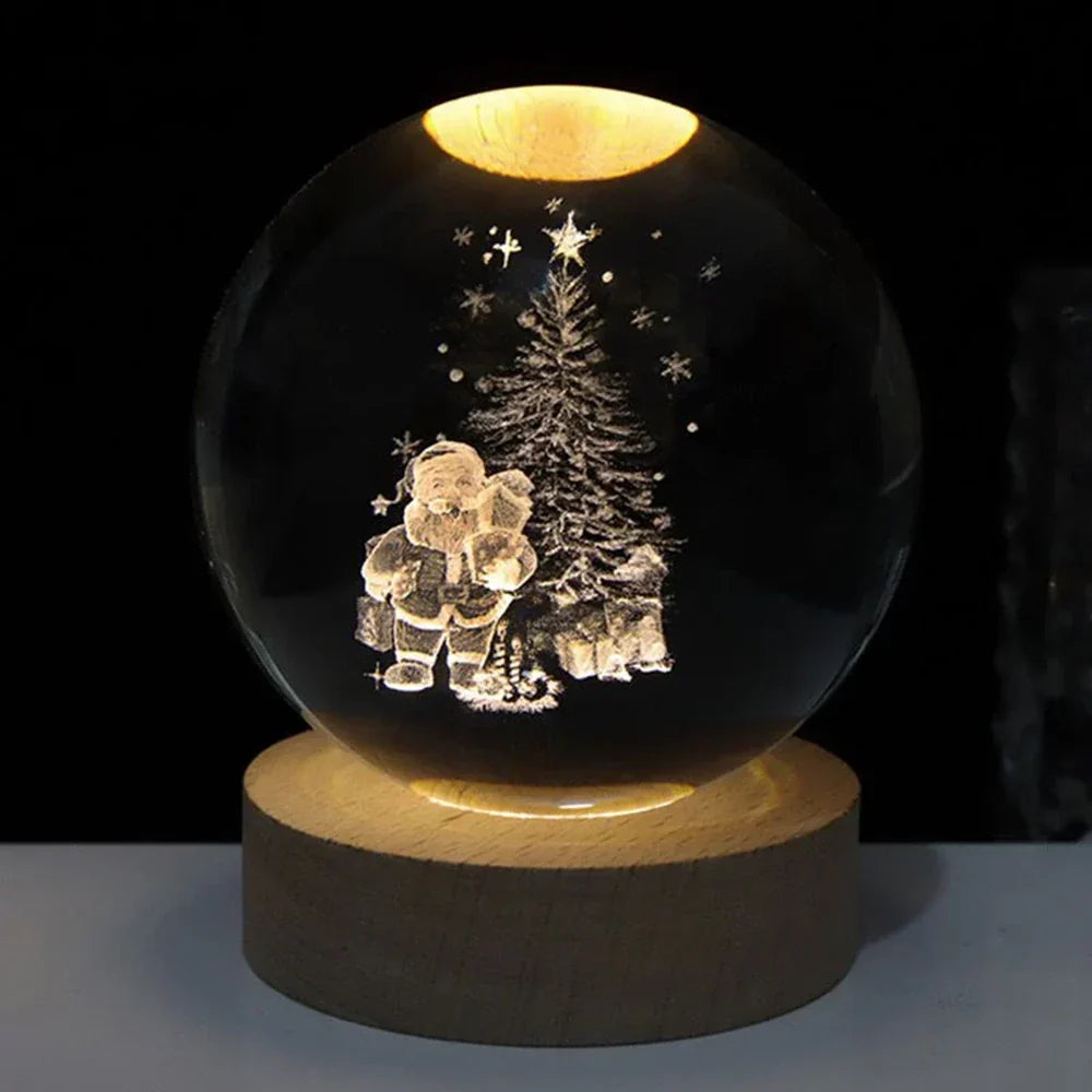 Cosmic Crystal Ball Lamp - Magical LED Home Decor - Snowmen