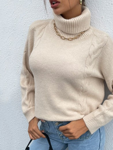 Women's Loose-Fitting Acrylic Turtleneck Sweater – Chic and Casual