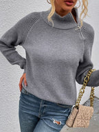 Women's Arctic Velvet Zip-Up Turtleneck Sweater – Comfort and Style - Blue
