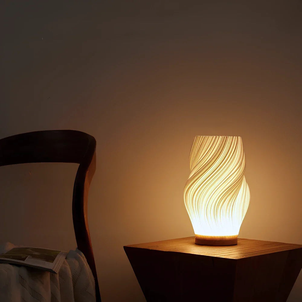 Contemporary Wave Accent Lamp - Adjustable Glow - Large / Swirl
