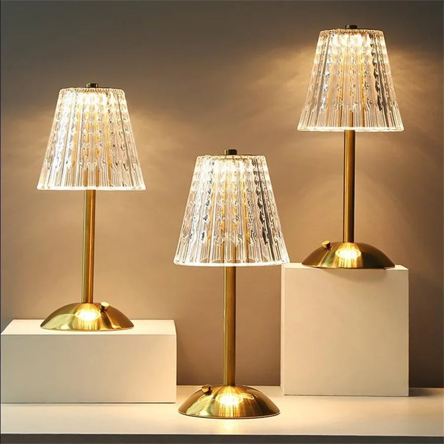 Crystal Table Lamp - Decorative Golden Light - Grape Harvest