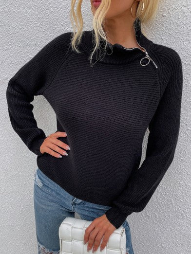 Women's Arctic Velvet Zip-Up Turtleneck Sweater – Comfort and Style - Apricot
