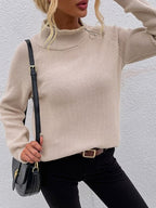 Women's Arctic Velvet Zip-Up Turtleneck Sweater – Comfort and Style - Apricot