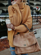 Women's Oversized Turtleneck Sweater Comfort and Elegance - Gray