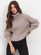 Women's Knitted Turtleneck Tunic, Stylish Comfort for the Cold Season - Black