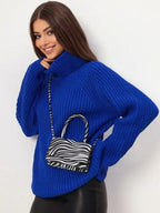 Women's Knitted Turtleneck Tunic, Stylish Comfort for the Cold Season - Dark Gray
