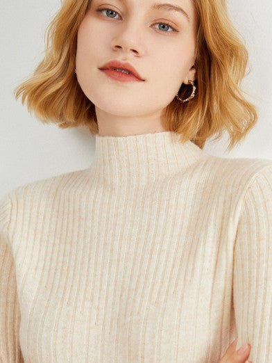 Women's Black Turtleneck Sweater Soft Viscose for Elegant Comfort - White