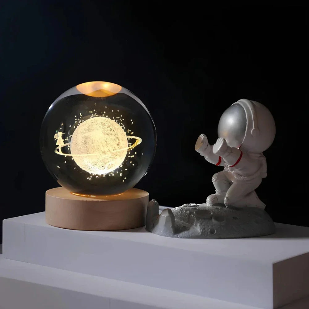 Cosmic Crystal Ball Lamp - Magical LED Home Decor - Man in the Moon