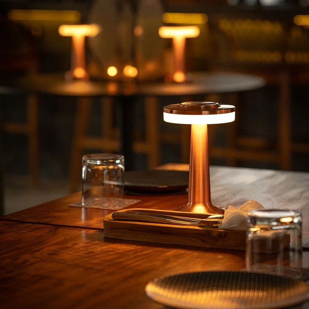 Portable Dimmable Table Lamp - Elegant Retro Design - Rose Gold