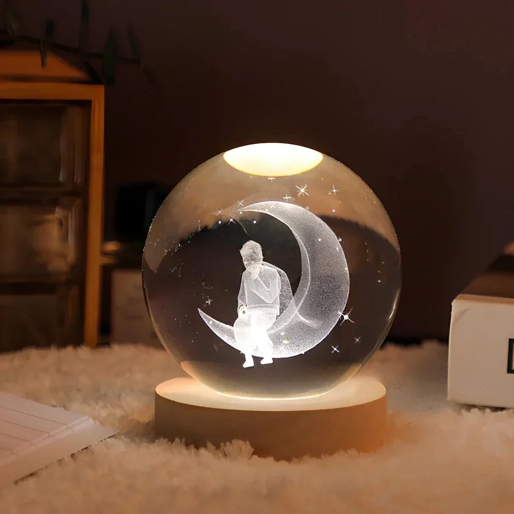 Cosmic Crystal Ball Lamp - Magical LED Home Decor - Heart