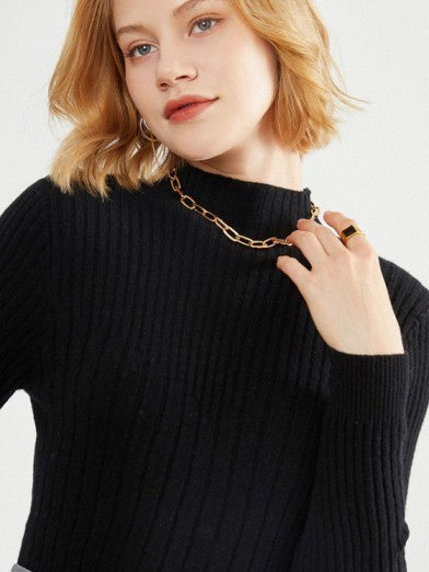 Women's Black Turtleneck Sweater Soft Viscose for Elegant Comfort - Beige