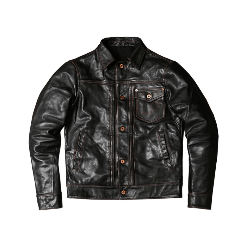 Men's 506XX Trucker Leather Jacket, Cowhide - Teacore
