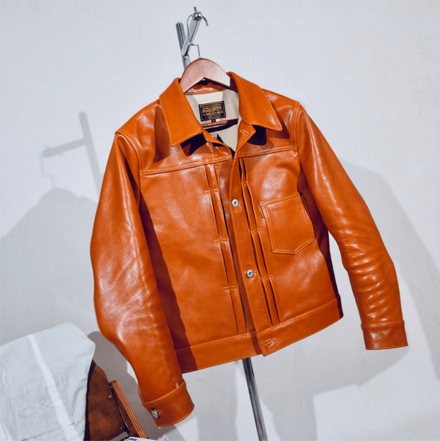 Men's Leather Jacket - Sunset Yellow