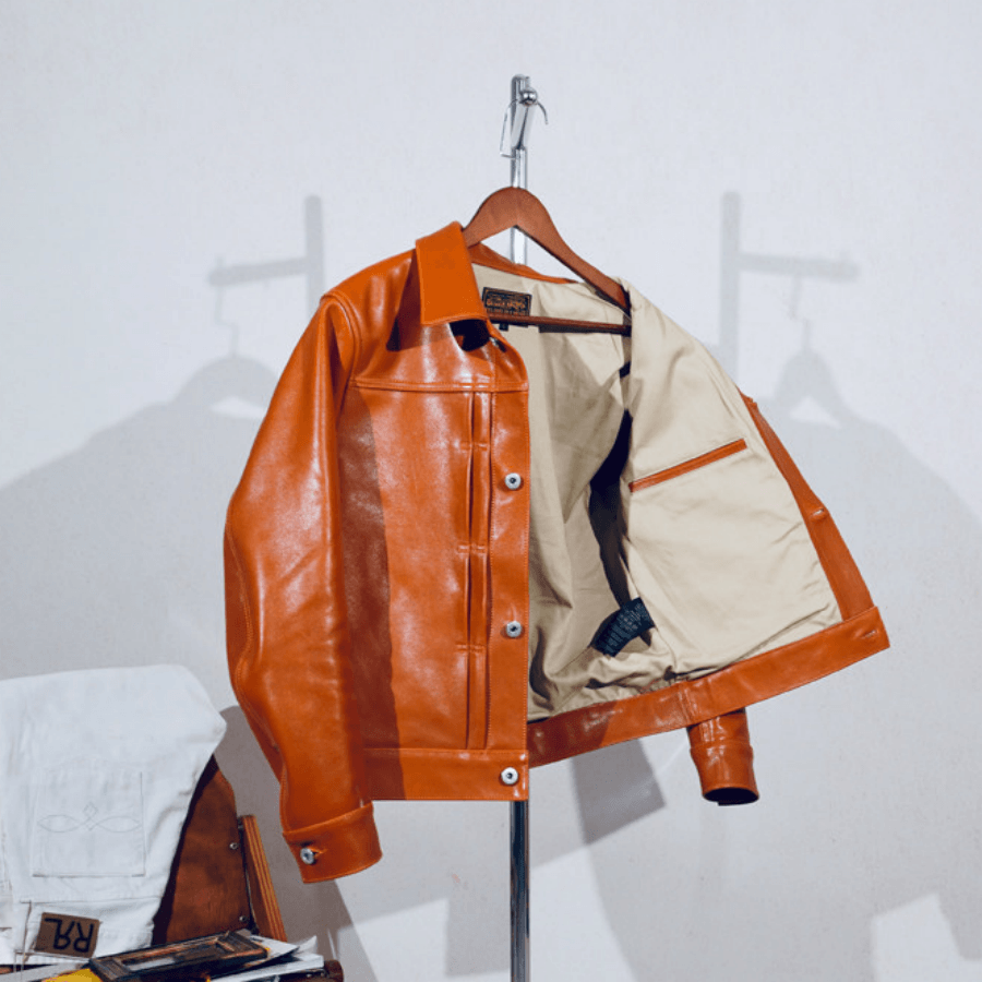 Men's Leather Jacket - Sunset Yellow