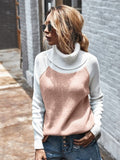 Women's Classic Knitted Turtleneck Sweater - Pink
