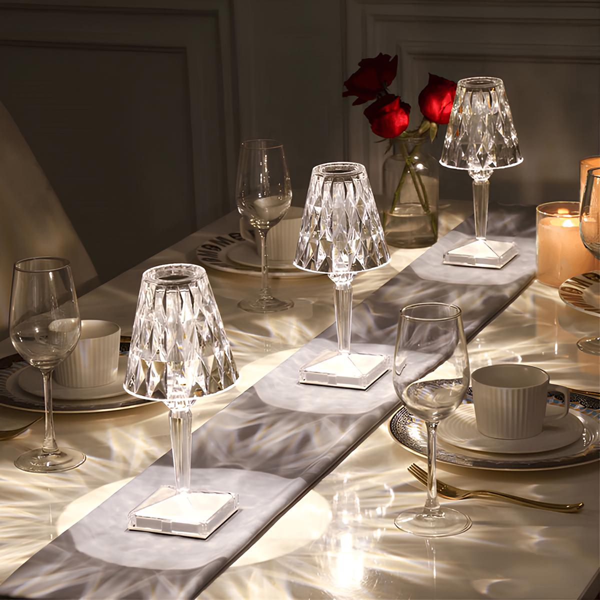 Elegant Crystal Accent Lamp - Dimmable Rechargeable Lighting