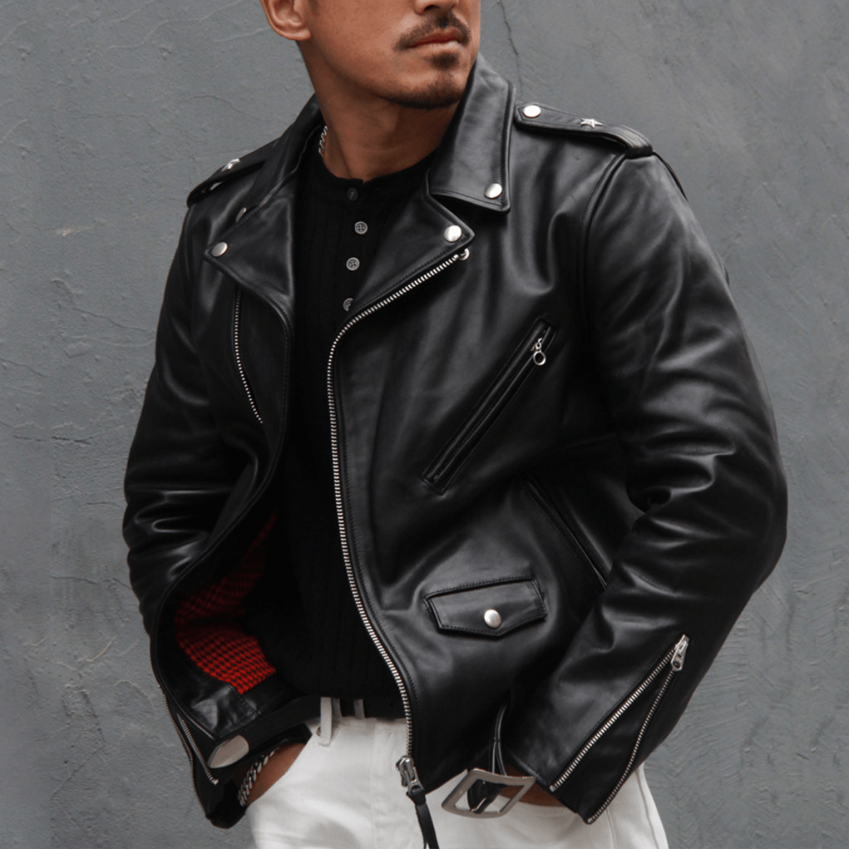 Men's Leather Jacket - Black